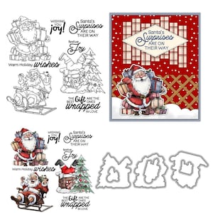 Kerstman Kerstslee Duidelijke stempels en stansvormen voor kaarten maken Siliconen afdichtingen Metalen stansmessen Sets voor doe-het-zelf Scrapbookingpapier
