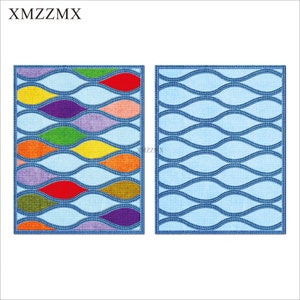 XMZZMX Wellenlinien Hintergrund Brett Metall Stanzformen für Kartenherstellung Prägung Papier Stanzteile Sets Album Handwerk Vorlagen Schablonen