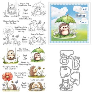 Timbri trasparenti e fustelle a forma di riccio per la creazione di biglietti, sigilli in silicone, set di fustelle in metallo per scrapbooking fai da te