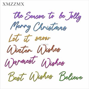 XMZZMX Word Best Wishes Believe Metall Stanzformen für Kartenherstellung Prägung Papier Stanzteile Sets Album Handwerk Vorlagen Schablonen