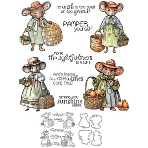 Kosz z myszą i kapeluszem, przezroczyste stemple i wykrojniki do tworzenia kartek, silikonowe uszczelki, metalowe wykrojniki do scrapbookingu DIY