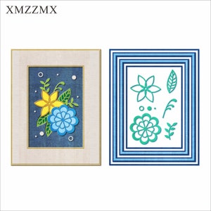 XMZZMX Blumenrahmen Metall Stanzformen für Kartenherstellung Prägung Papier Stanzteile Sets Album Handwerk Vorlagen Schablonen