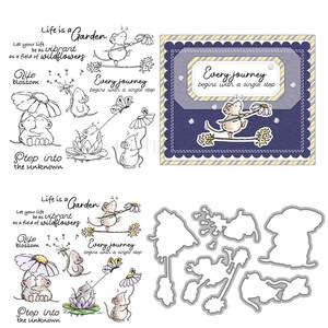 Mouse Life Daisy Flower Clear Stamps and Die Cuts for Card Making Silicone Seals Metal Cutting Dies Sets for DIY Scrapbooking Paper