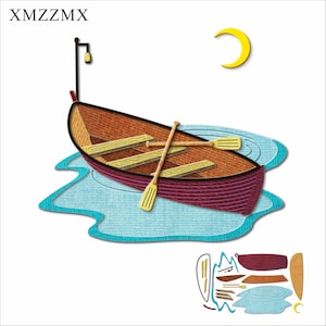 XMZZMX Schatten Kleines Boot Mond Metall Stanzformen für Kartenherstellung Prägung Papier Stanzteile Sets Album Handwerk Vorlagen Schablonen
