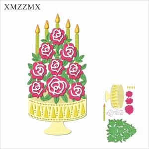 XMZZMX Ombre Gâteau D'anniversaire Matrices De Découpe En Métal pour La Fabrication De Cartes Gaufrage Papier Découpes Ensembles Album Artisanat Modèles Pochoirs
