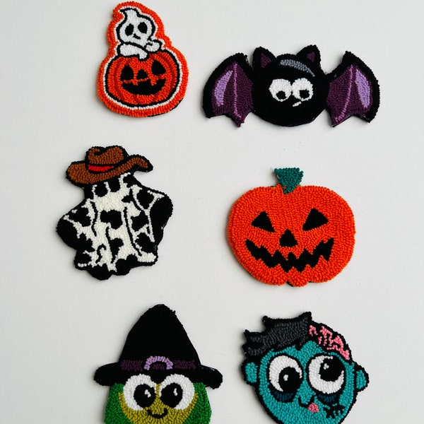 Halloween Coaster,Punch Needle Cupholder,Ghost mug rug,Spooky Halloween Gift,Halloween Decor,Pumpkin Punch Needle Coaster