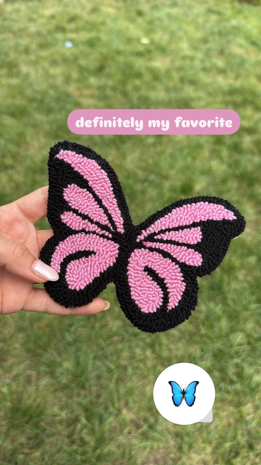 Pink Butterfly Punch Needle Coaster,housewarming Present Drink Mat Pink Butterfly Punch Needle Coaster,housewarming Present Drink Mat