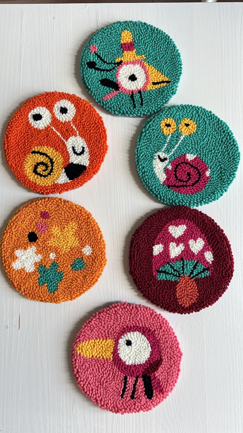 Punch Needle Coasters Mug Rug Coffee Drink Mat Punch Needle - Etsy