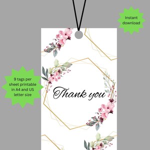 Floral thank you gift tags printable gift tags