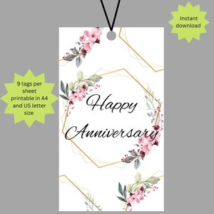 Etiquetas de regalo etiquetas de regalo imprimibles etiquetas de regalo florales etiquetas de regalo de feliz aniversario