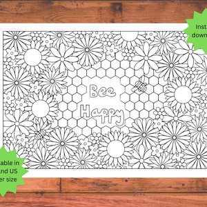 printable colouring page for adults, floral colouring page printable in A4 and US letter size