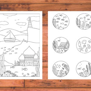 printable colouring page for adults ocean themed coloring page printable in A4 and US letter size