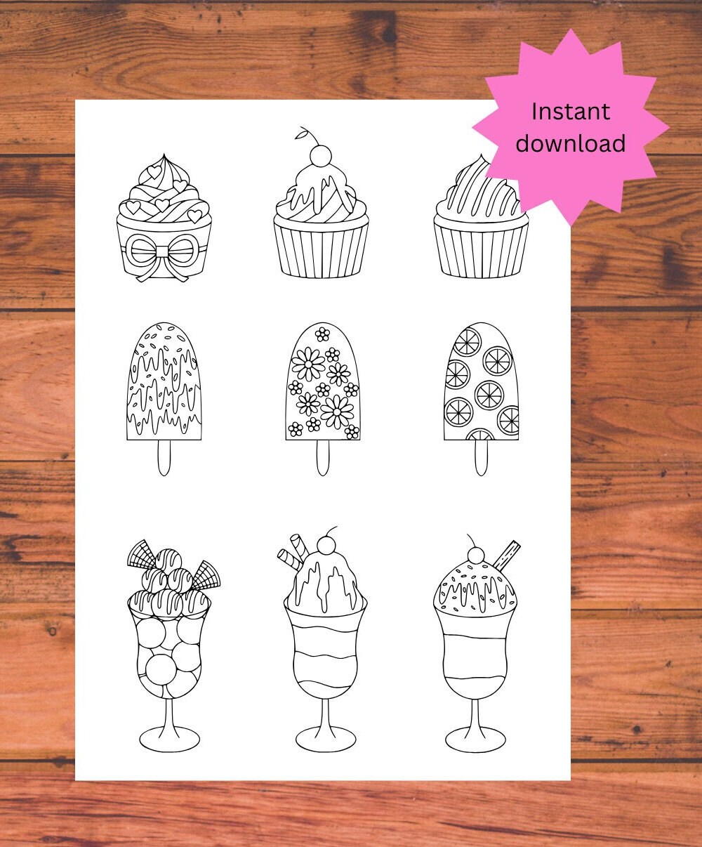 Printable Colouring Page for Adults Dessert Colouring Page Printable in ...