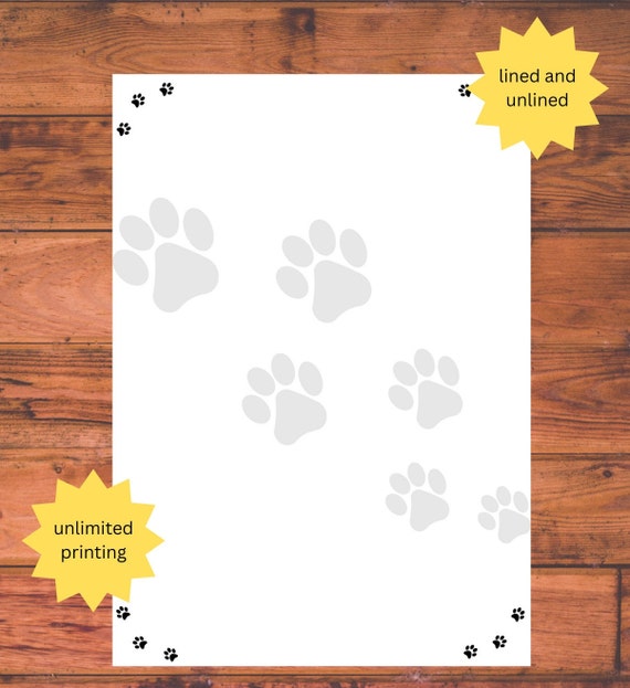 Paw Printable With Lines For Writing 270x350