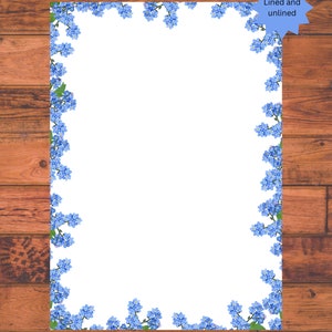 Forget Me Not Bordered Printable Lined and Unlined Note Page in A4 and ...