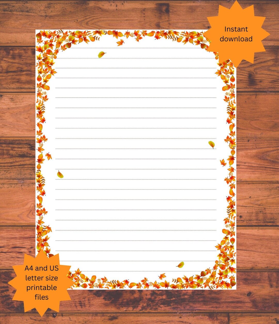 Fall Leaves Note Note Page Printable Note Page Autumn Leaves Note Page Printable in A4 ...