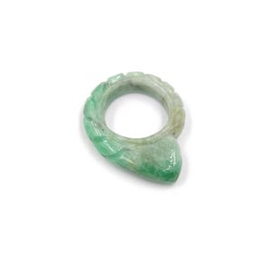 Antique Emerald Carving Ring: 40.35 ct Gemstone, US Size 8.5