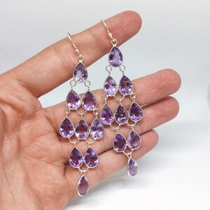 Amethyst Sterling Silver Dangle Earrings: Natural Healing Stone