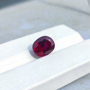 Faceted Lab Ruby Gemstone: Oval Red Cut Stone, 7 CTS