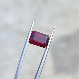 Lab Created Ruby Gemstone: Cushion Cut Red Healing Stone