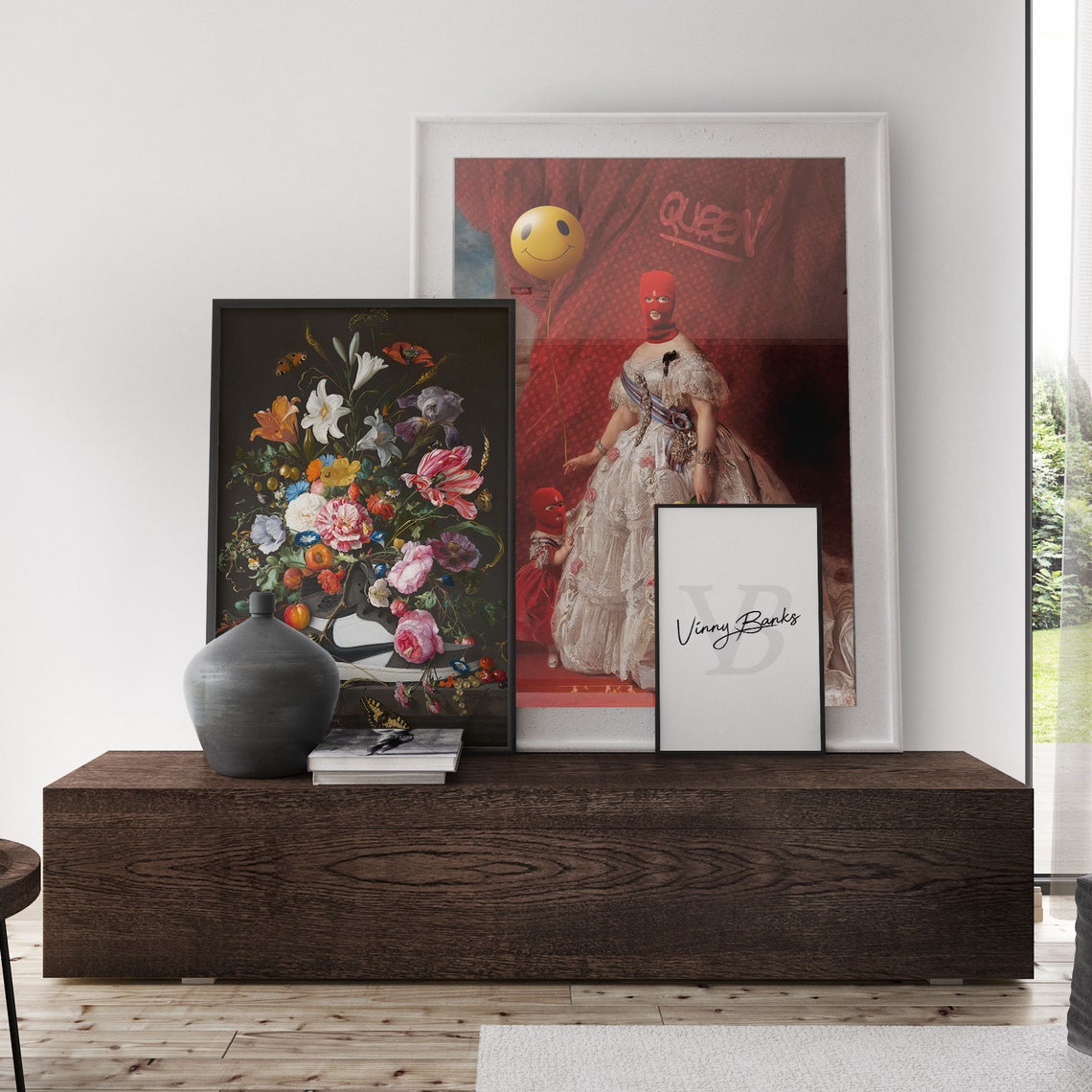 Air Jordan Flower Bouquet Altered Art Print Vinny Banks Wall Etsy