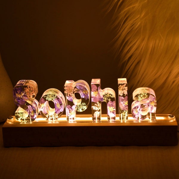 Resin Flower Lamp Etsy