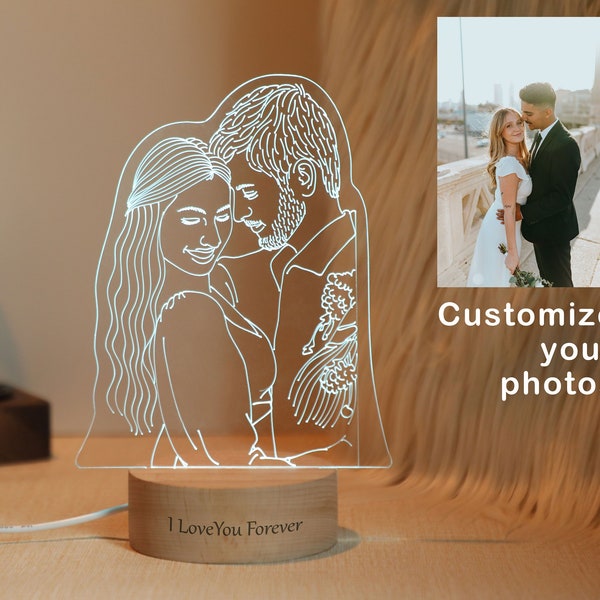 Personalized 3D Picture Lamp, Personalized Photo Lamp, Gift for Her, Night Light, Valentines Day Gift, Anniversary Gift, Custom 3D Lamp Gift
