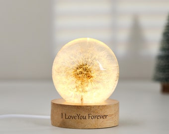 Personalized Dandelion Flower Lamps, Home Decor Gifts, Resin Art, Resin Lamp, Table Lamp, Birthday or Anniversary Gift