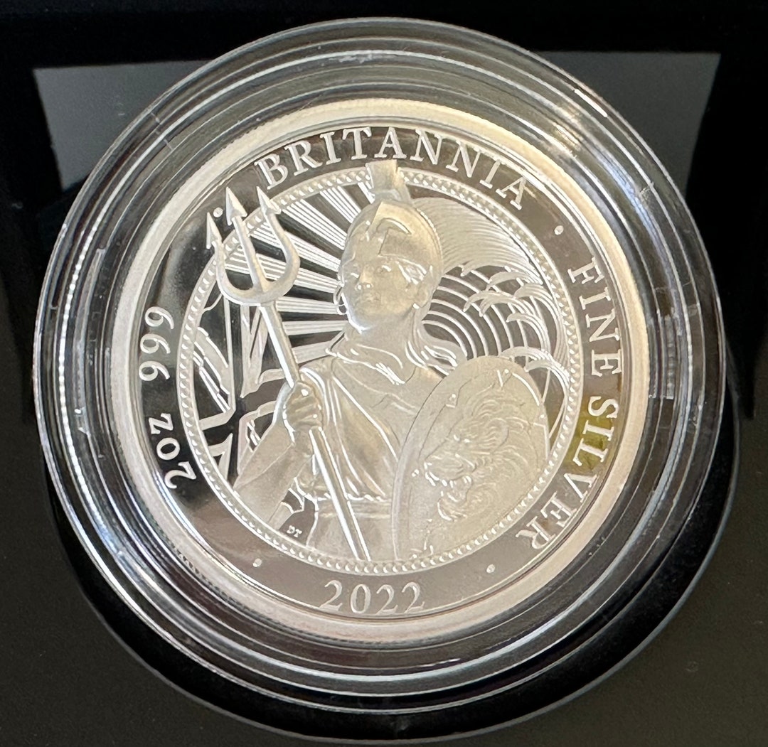 Ciondolo Moneta Guerriero Inglese 1936 Britannia Con Catena Ondulata Argento 18'' - Oggetto Da Collezione