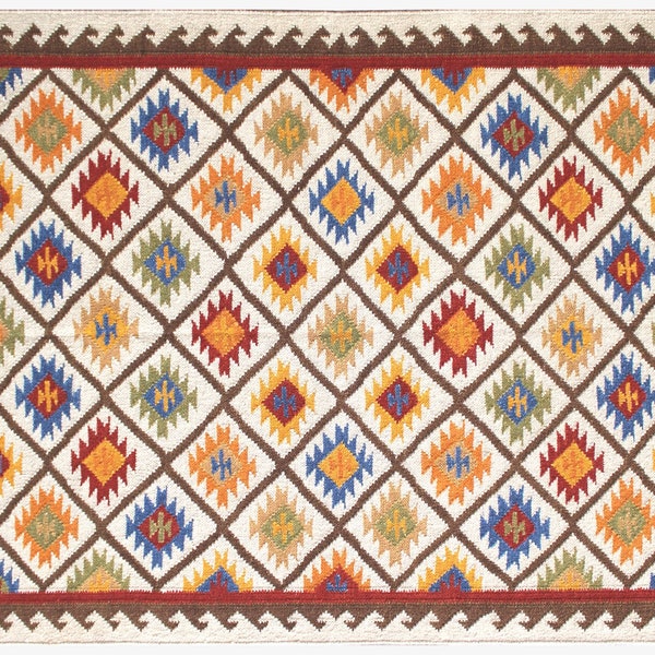 Cadeaux faits main, art kilim indien traditionnel, tapis en laine vierge à motif géométrique rustique pour couloir, salon, chambre, décoration, cadeaux