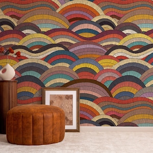 Geometric Wallpaper Mural, Peel and Stick Wallpaper, Temporary Wallpaper, Self Adhesive Wallpaper
