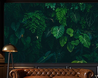 Tropical Monstera Leaf Wallpaper: Deep Rainforest Peel and Stick