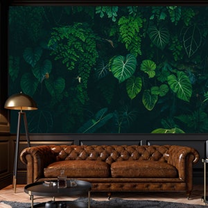 Tropical Monstera Leaf Wallpaper, Tropical Peel and Stick, Deep Rainforest, Jungle Wallpaper