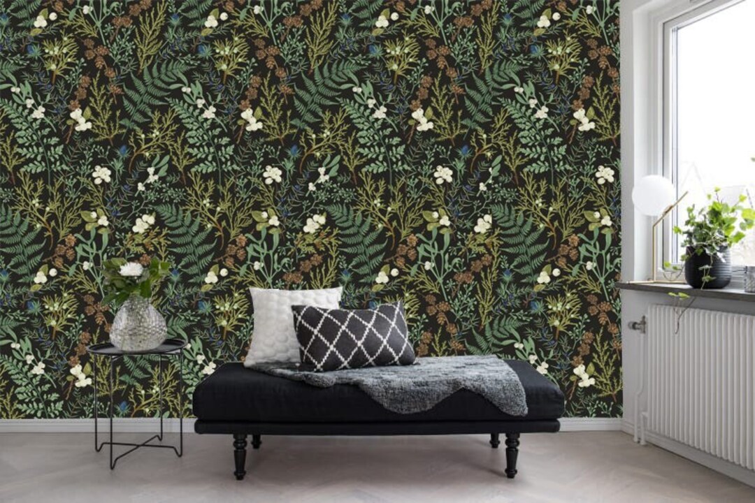 Fern Botanical Wallpaper Leaves Wallpaper Floral Wallpaper - Etsy