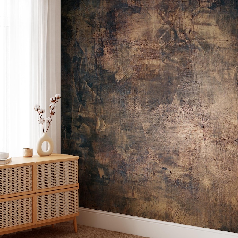 Heavy Textured Concrete Stone Wallpaper • Brown Marble Look Wall Mural ...