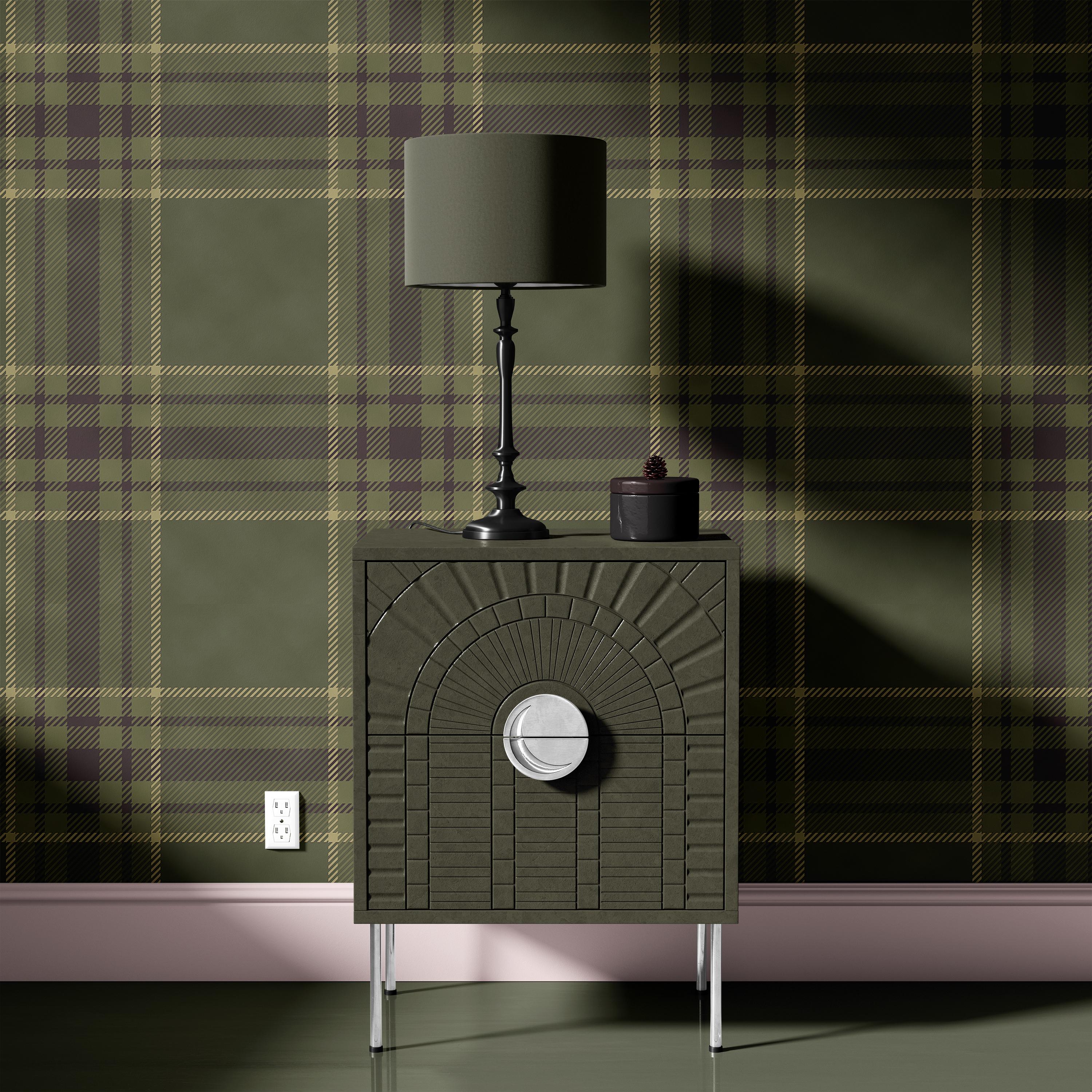 Moody Plaid Wallpaper | Olive Green, Dark Academia Style (peel and ...