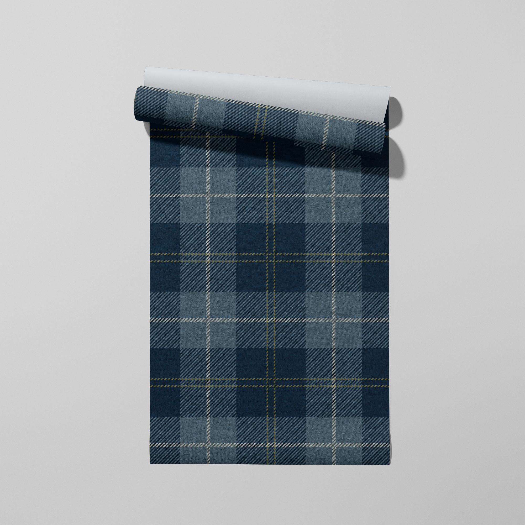 Blue Tartar Wallpaper | Heritage Plaid English Style Bedroom Bathroom ...