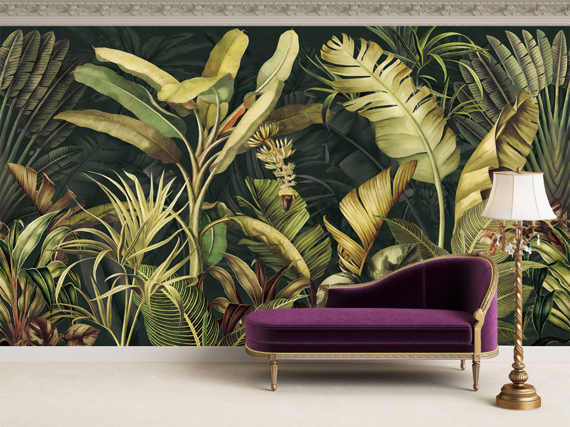 Vintage Tropical Wallpaper Leaf Wallpaper Peel and Stick - Etsy