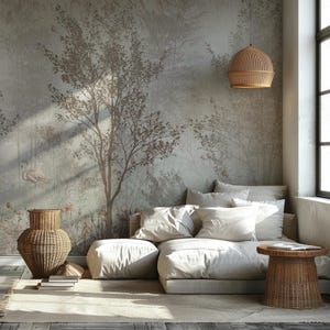 Watercolor Forest Wallpaper: Landscape Peel and Stick Removable Wall Mural