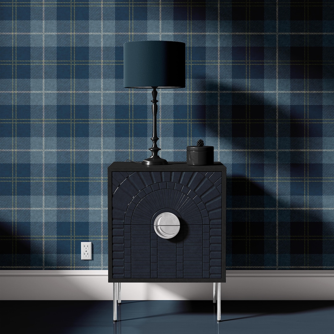 Blue Tartar Wallpaper | Heritage Plaid English Style Bedroom Bathroom ...