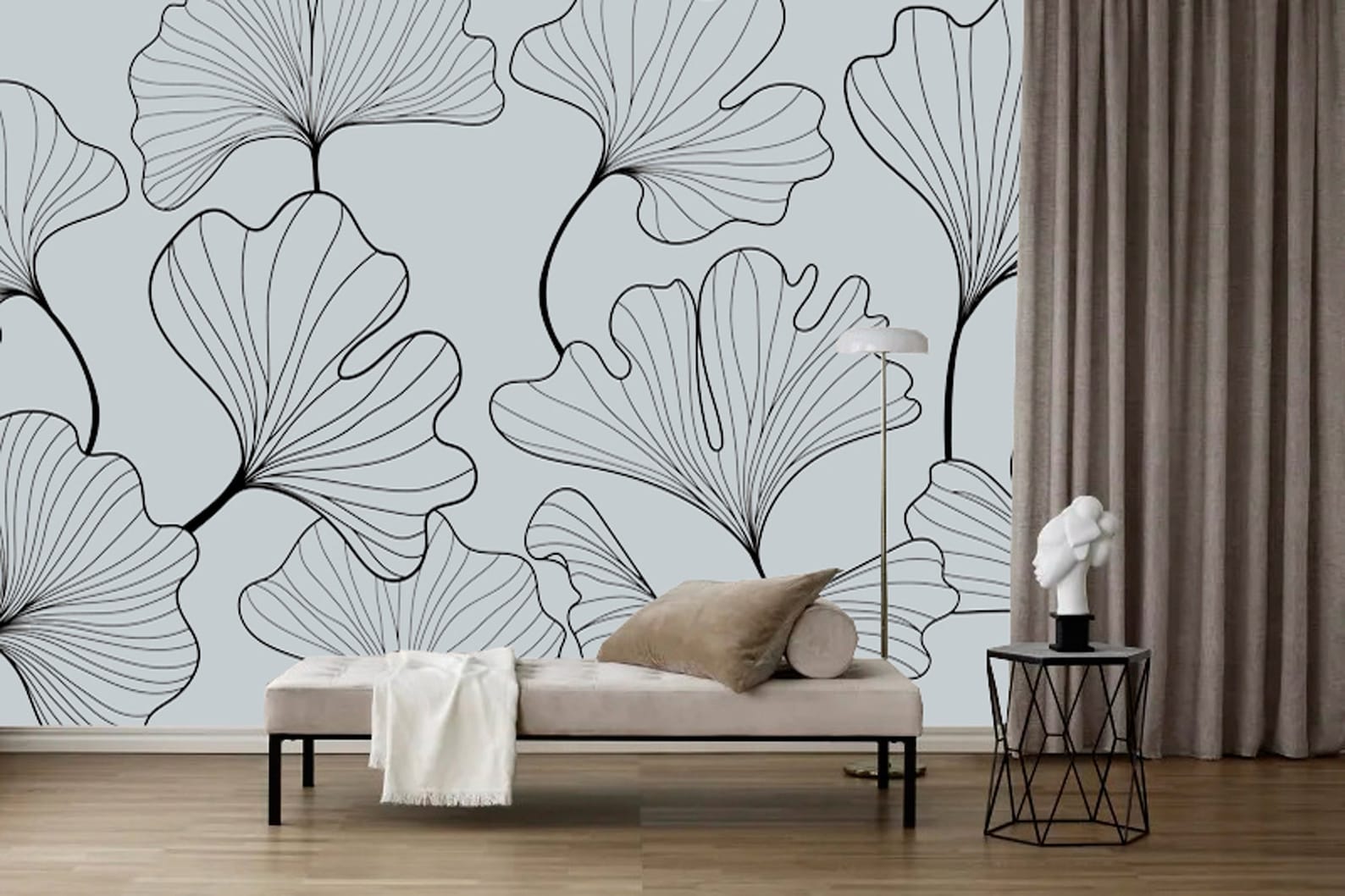 Leaf Wallpaper Modern Leaf Wallpaper Art Deco Wallpaper Etsy