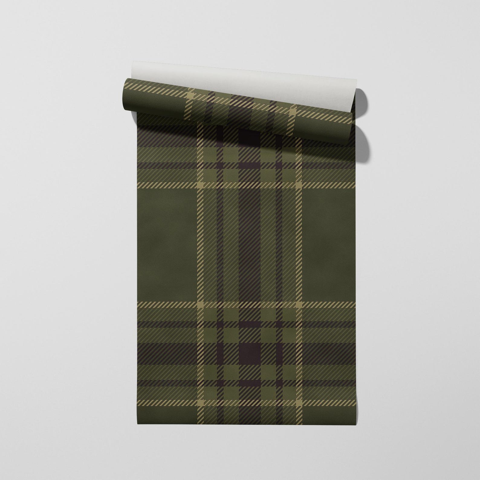 Moody Plaid Wallpaper | Olive Green, Dark Academia Style (peel and ...