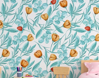 Removable Wallpaper, Floral Wallpaper, Peel and Stick Wallpaper,  Temporary Wallpaper,  Wall Paper