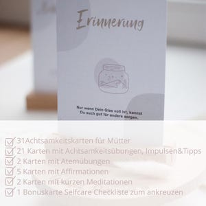 Kartenset mit Achtsamkeitsübungen für Mütter, Selbstliebekarten für Mamas.