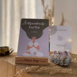Mindfulness Cards for Mothers | 31 Encouragement Cards with Exercises, Affirmations & Meditations | Self-Care Gift + Wooden Stand image 14