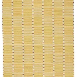 Handmade Yellow Wool Flatweave Rug | Geometric Checkered Kilim Carpet | Modern Area Rug for Living Room, Bedroom & Dining