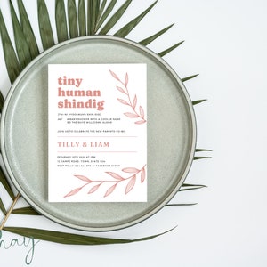 Tiny Human Shindig PACK, Baby Shower Invite, Editable Template, Printable invitation, DIY, Gender Reveal, Books for Baby, Nappy Raffle