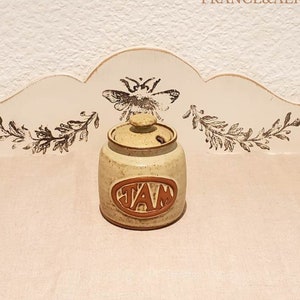 Vintage stoneware jam jar stamped JAM