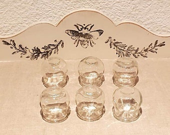 Lot de 6 ventouses médicales en verre vintage. Photophores en verre soufflé. 6 Cloches en verres ancien pour bougies. Déco mariage Bohème