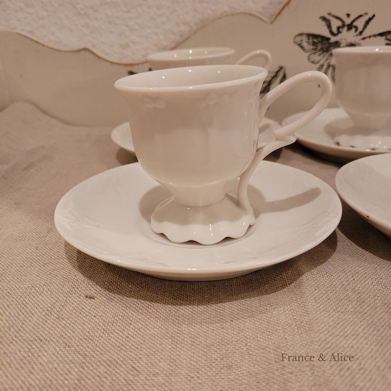 Set De 6 Tasses Et Sous-tasses Vintage Années 70-80 Décor Citrons - Plastique Pour Camping/pique-nique